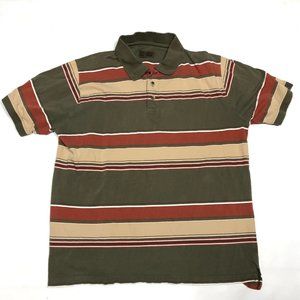 Big Sky Outfitters Retro Striped Short Sleeve Polo Shirt Mens Large
